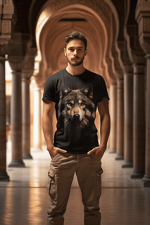 Camiseta Preta Unissex Lobo Tyr