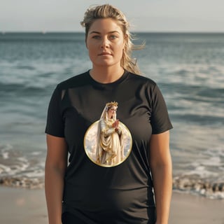  T-SHIRT PLUS SIZE UNISSEX - MÃE MARIA - COLEÇÃO NOSSA SENHORA - COLEÇÃO 7 RAIOS