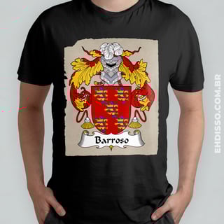 Nome do produto Brasão Família Barroso Origem Historia Camiseta Sobrenome