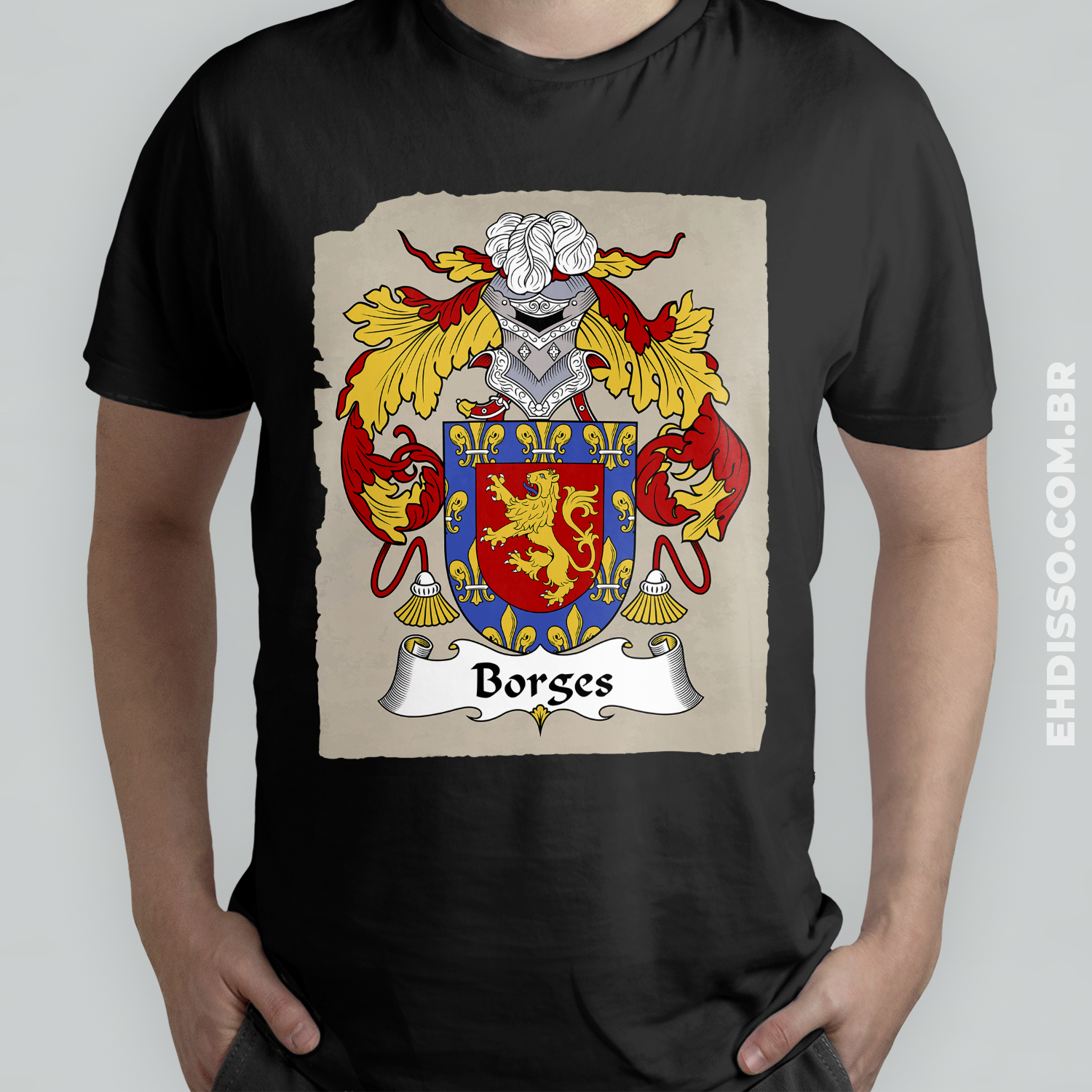 Brasão Família Borges Origem Historia | Camiseta Sobrenomes 