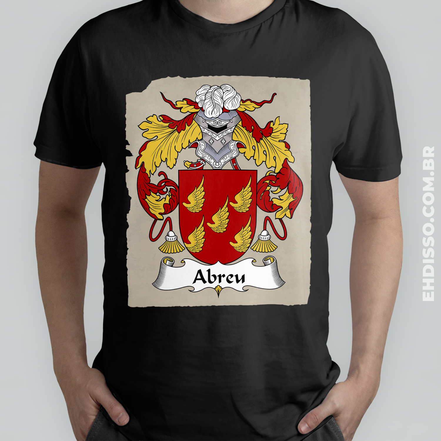Nome do produto: Brasão Família Abreu Origem Historia Camiseta Sobrenome