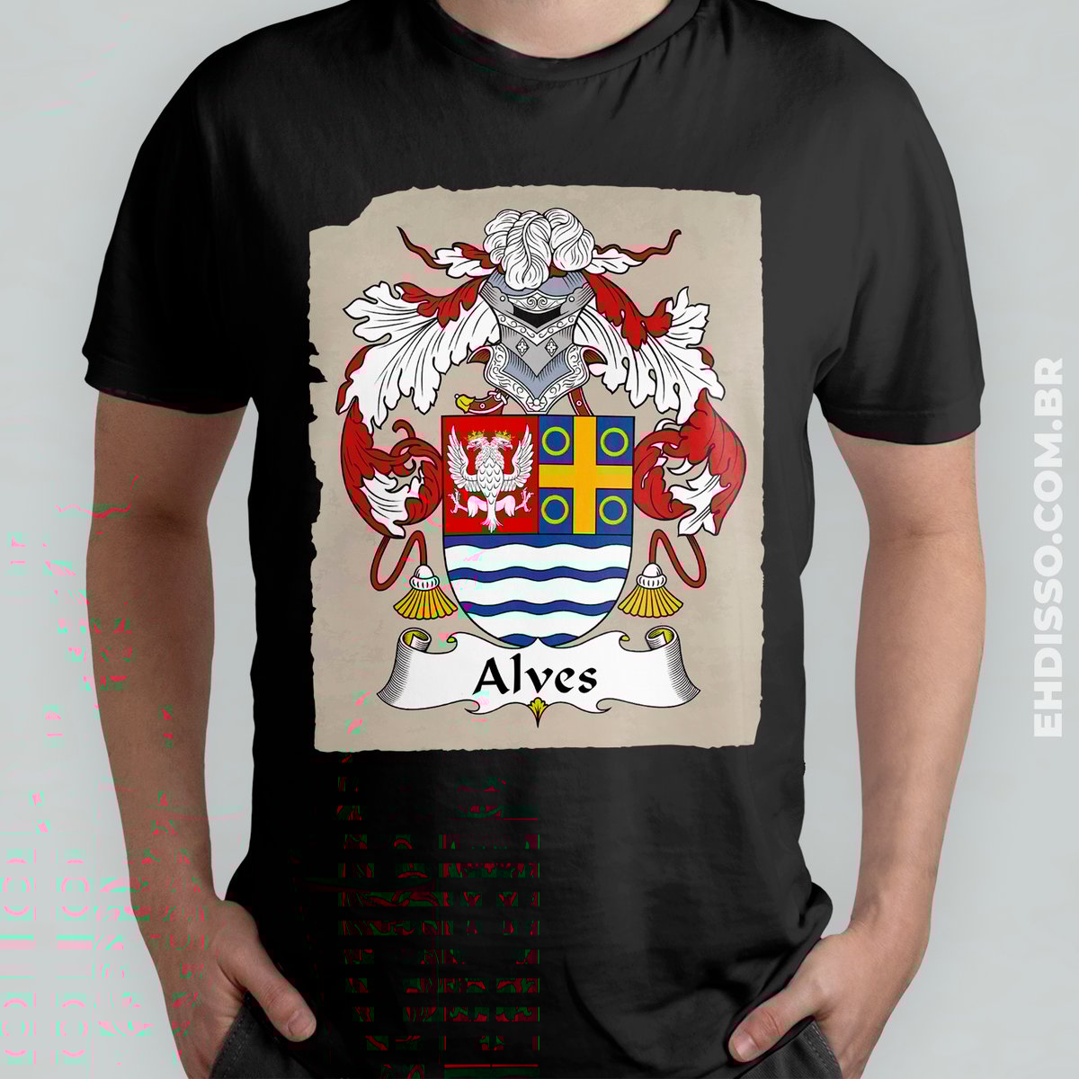 Nome do produto: Brasão Família Alves Origem Historia | Camiseta dos Sobrenomes