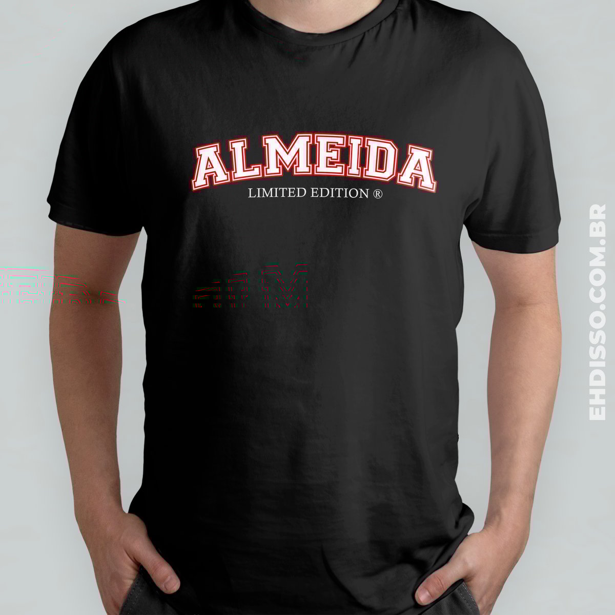 Nome do produto: Sobrenome Almeida Camiseta Colegial Vintage Retro