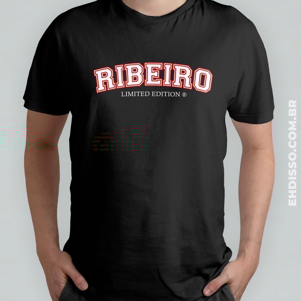 Nome do produto: Sobrenome Ribeiro Camiseta Letra Colegial Vintage Retro