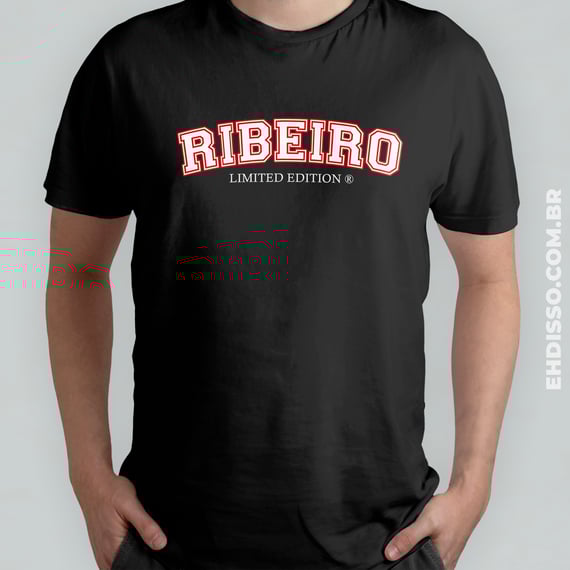 Sobrenome Ribeiro Camiseta Letra Colegial Vintage Retro