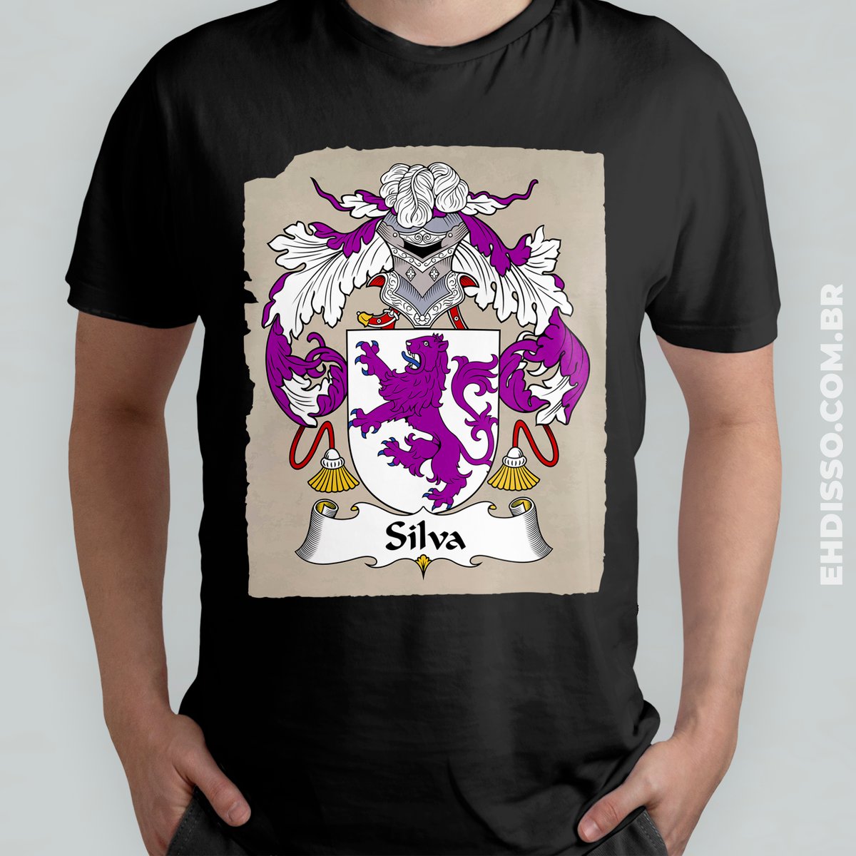 Nome do produto:  Brasão Família Silva Origem Sobrenome Camiseta 