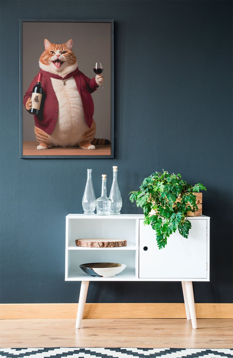 Nome do produto: Gato sommelier 02<br>Poster / Retrato
