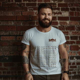 Camiseta  Caça-palavras Elenco 2023 - Estampa grená