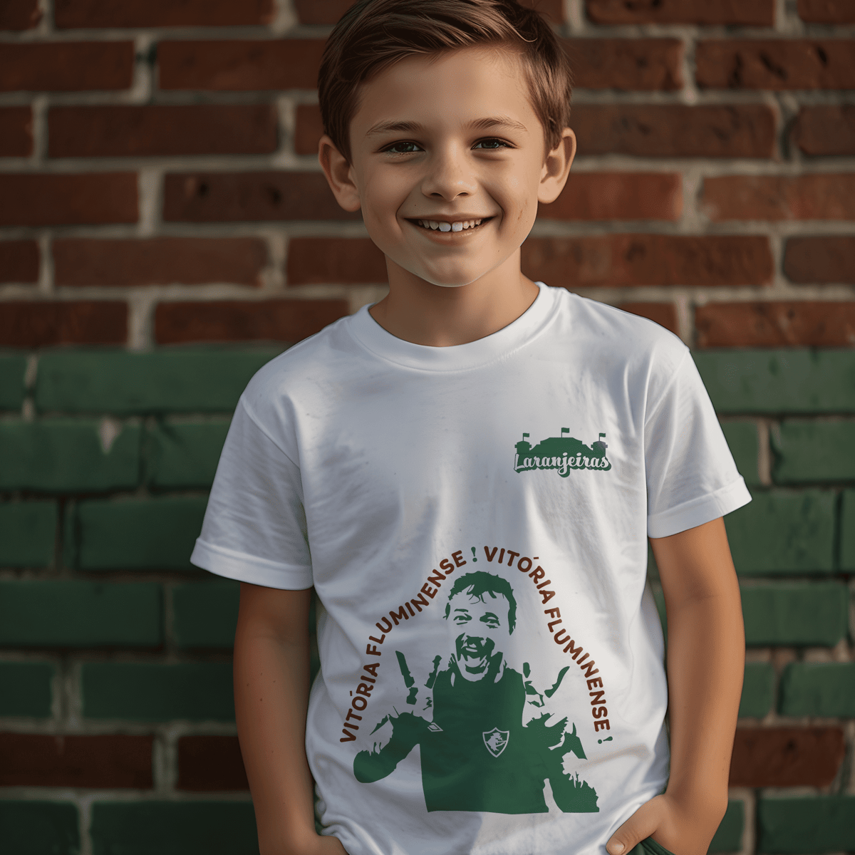 Nome do produto: Camiseta Infantil Fernando Diniz - Estampa verde