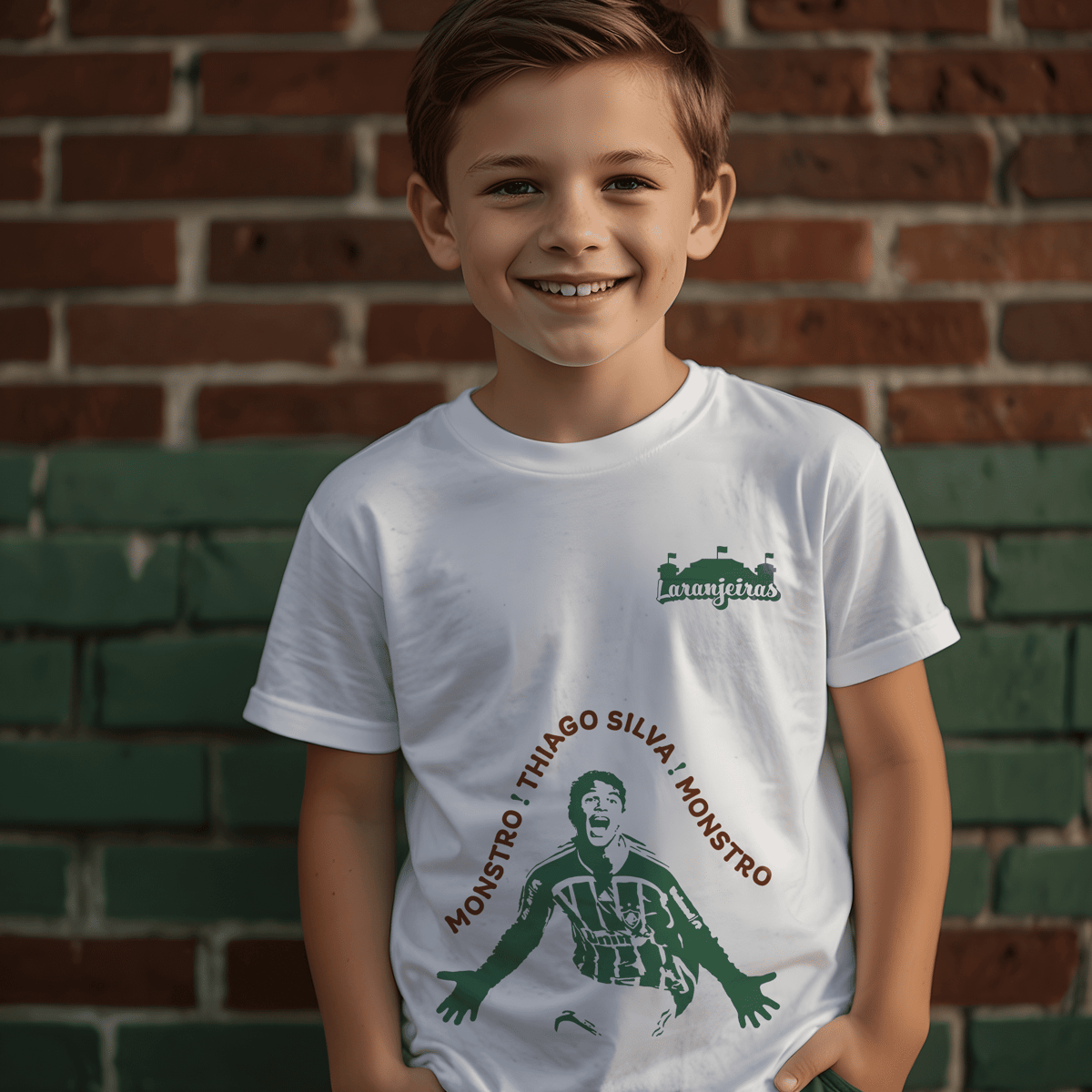 Nome do produto: Camiseta Infantil Thiago Silva “Monstro” - Estampa verde