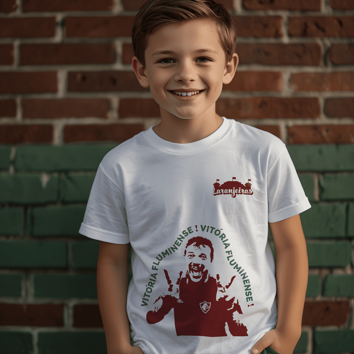 Nome do produto: Camiseta Infantil Fernando Diniz - Estampa grená