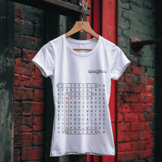 Baby Long Caça-palavras “Sonhar, profetizar e realizar” - Estampa verde