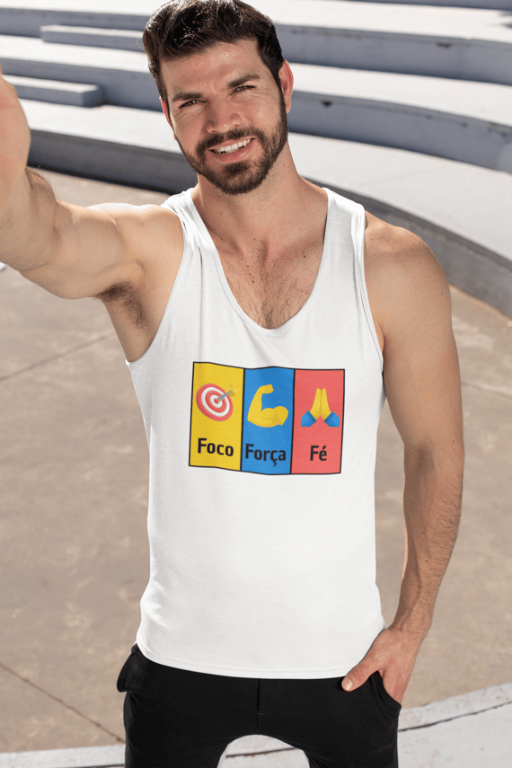 REGATA MASCULINA SPORT DRY UV FOCO, FORÇA E FÉ