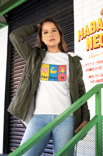CAMISETA FEMININA FOCO, FORÇA E FÉ
