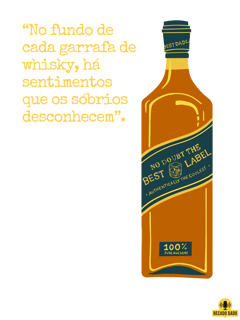 Nome do produto Camiseta com estampa de Garrafa de Whisky e frase melancólica 