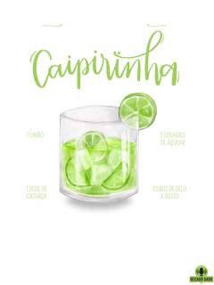 Nome do produto Camiseta receita de caipirinha, para os amantes deste drink genuinamente brasileiro.