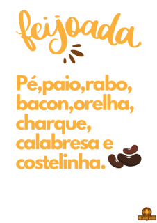 Nome do produto Camiseta Ingredientes da feijoada, descrevendo os principais ingredientes de uma deliciosa feijoada.