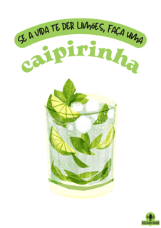 Nome do produto Camiseta de barman com estampa do tradicional drink brasileiro: caipirinha, e frase 