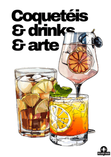 Nome do produto Camiseta de barman com coqueteis, drinks e arte, com estampa de lindos e deliciosos drinks.