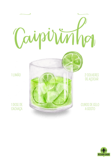 Nome do produto Camiseta receita de caipirinha, para os amantes deste drink genuinamente brasileiro.