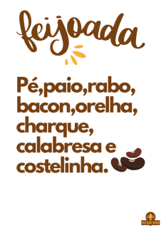 Nome do produto Camiseta Ingredientes da feijoada, descrevendo os principais ingredientes de uma deliciosa feijoada.
