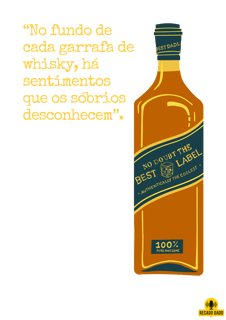 Nome do produto Camiseta  com estampa de Garrafa de Whisky e frase melancólica 