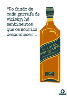 Nome do produto Camiseta  com estampa de Garrafa de Whisky e frase melancólica 