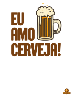 Nome do produto Camiseta feminina com a frase Eu Amo Cerveja e imagem de uma bela caneca de Chopp.