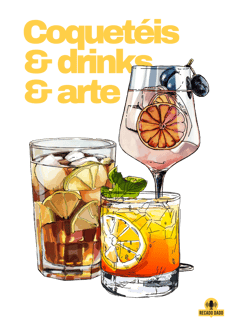 Nome do produto Camiseta de barman com coqueteis, drinks e arte, com estampa de lindos e deliciosos drinks.