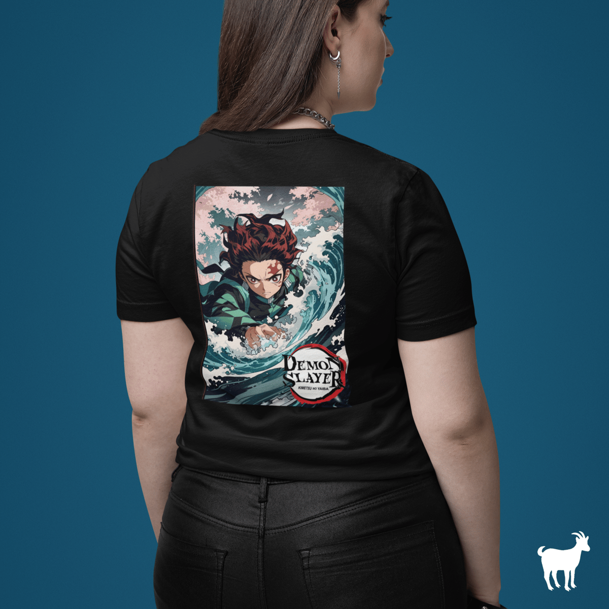 Nome do produto: Demon Slayer - Baby Look Preta Frente/Costas Tanjirō