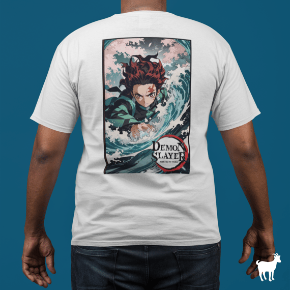 Demon Slayer - T-Shirt Branca Plus Size Frente/Costas Tanjirō 