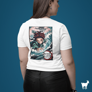 Demon Slayer - Baby Look Branca Frente/Costas Tanjirō 