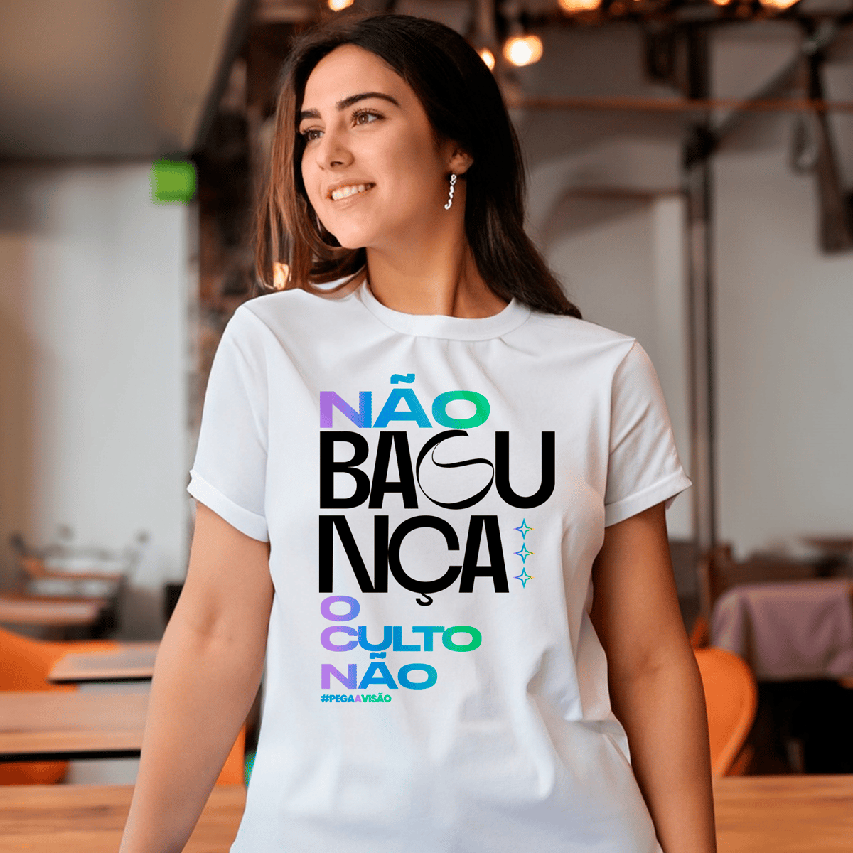 Nome do produto: Camiseta Não Bagunça o Culto Não - Branca
