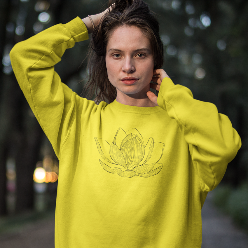 Flor de Lótus - Moletom Blusão Linha Preta 