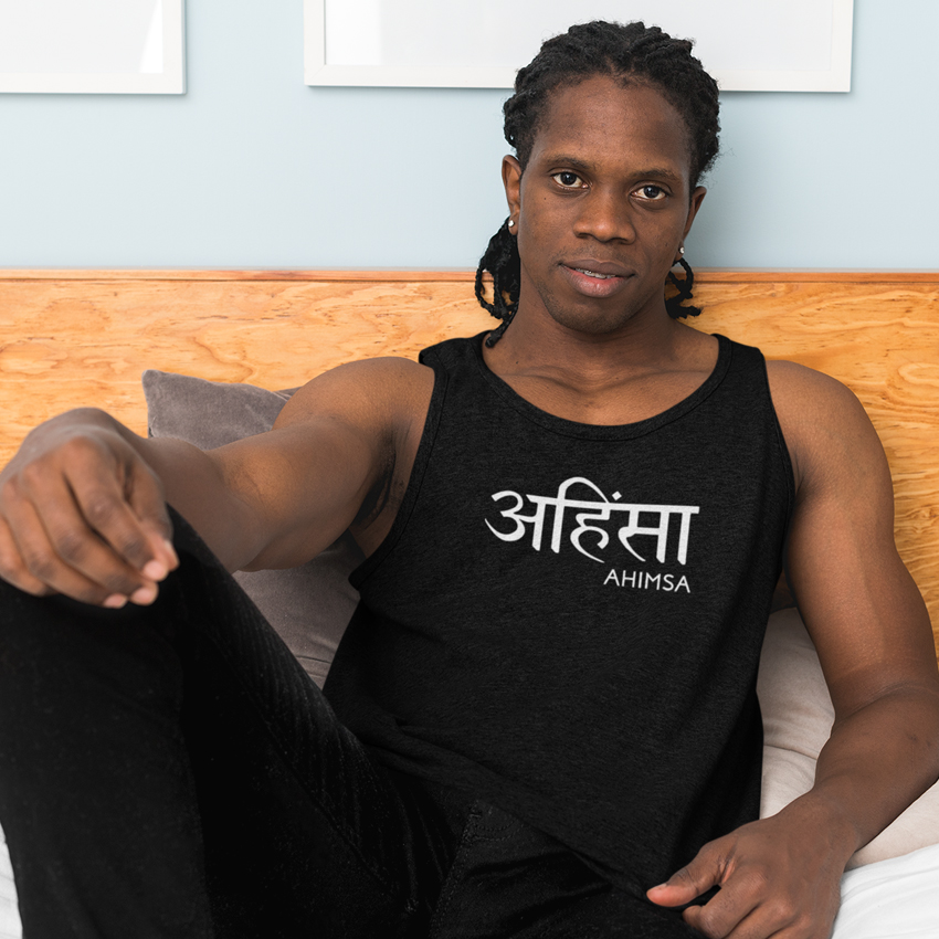 Ahimsa - Regata Masculina - Escrito Branco