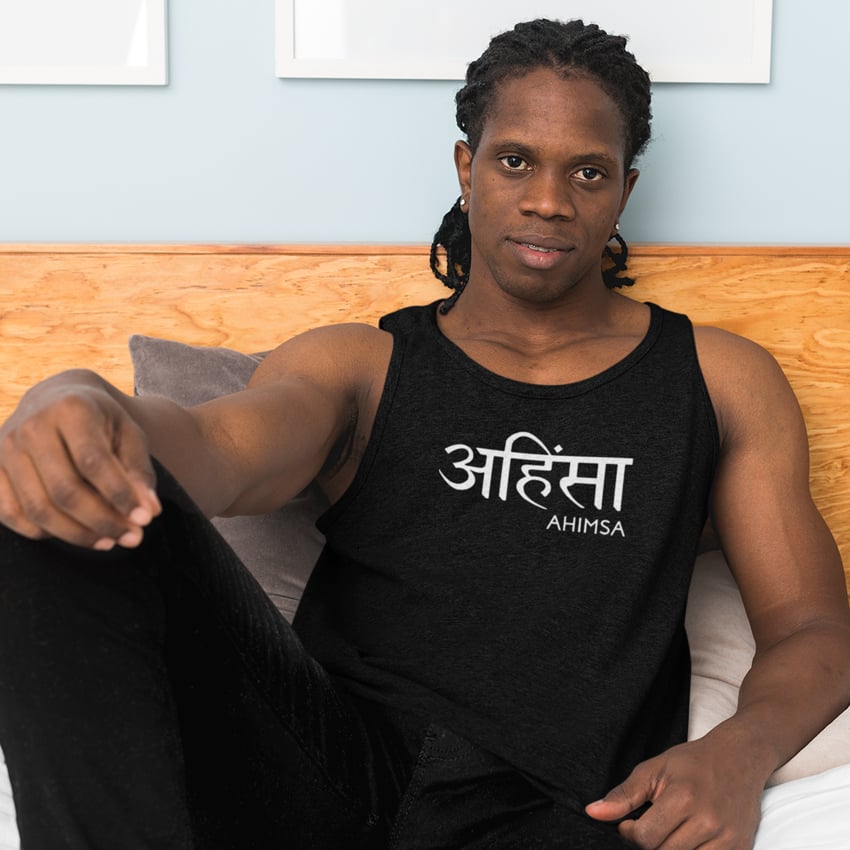 Nome do produto: Ahimsa - Regata Masculina - Escrito Branco