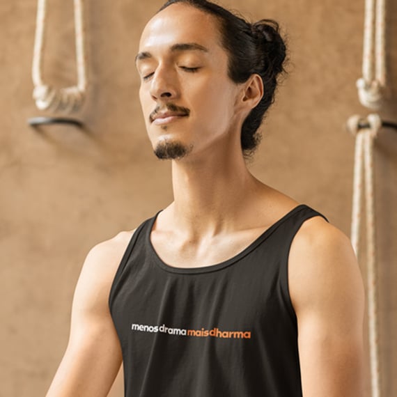 Menos drama, mais Dharma - Regata preta/cinza mescla