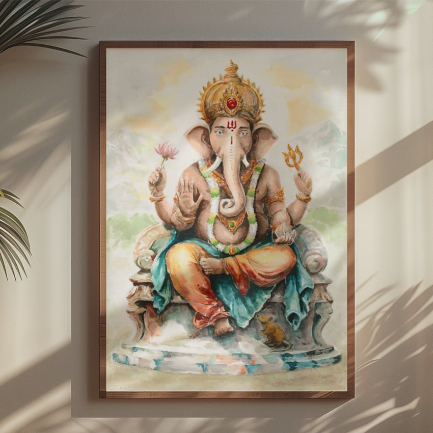 Nome do produto: Ganesha - Aquarela Canvas