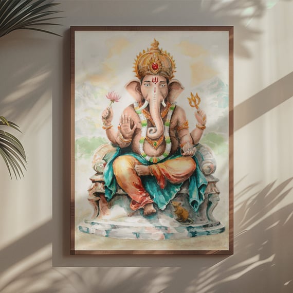 Ganesha - Aquarela Canvas