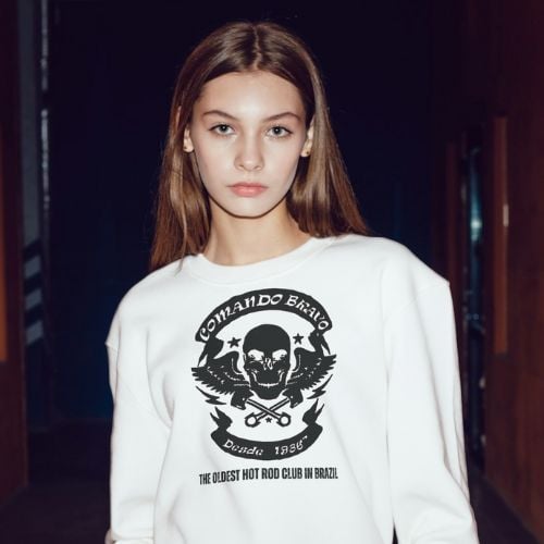 Nome do produto: Moletom Prime Fechado Comando Bravo Branco - Unissex - Tributo aos Hot Rods