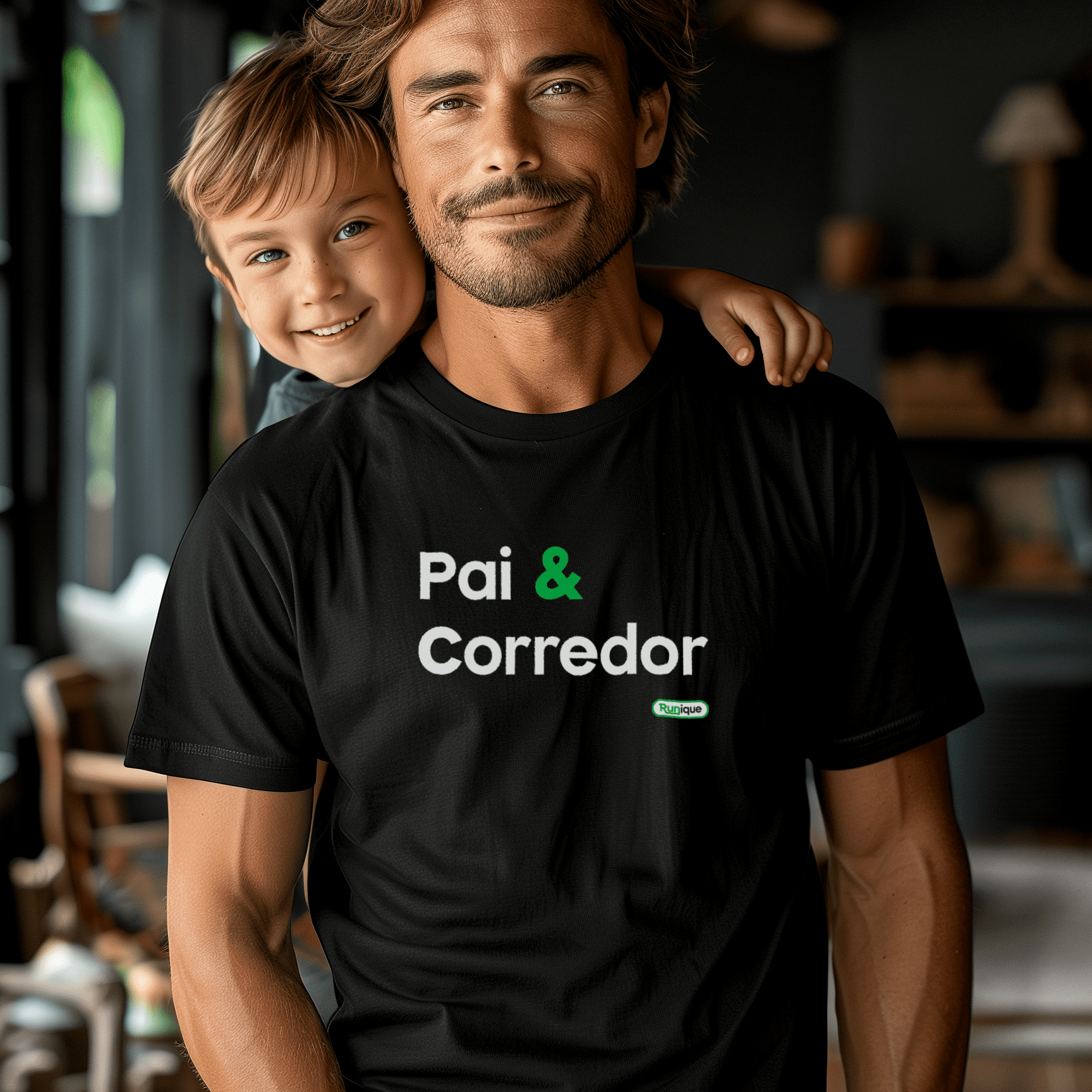 Camiseta masc. : Pai & corredor