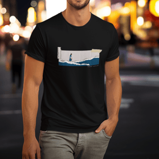 Nome do produto [Versão Dark] T-Shirt: Andando sobre as águas (Mateus 14:28-30)