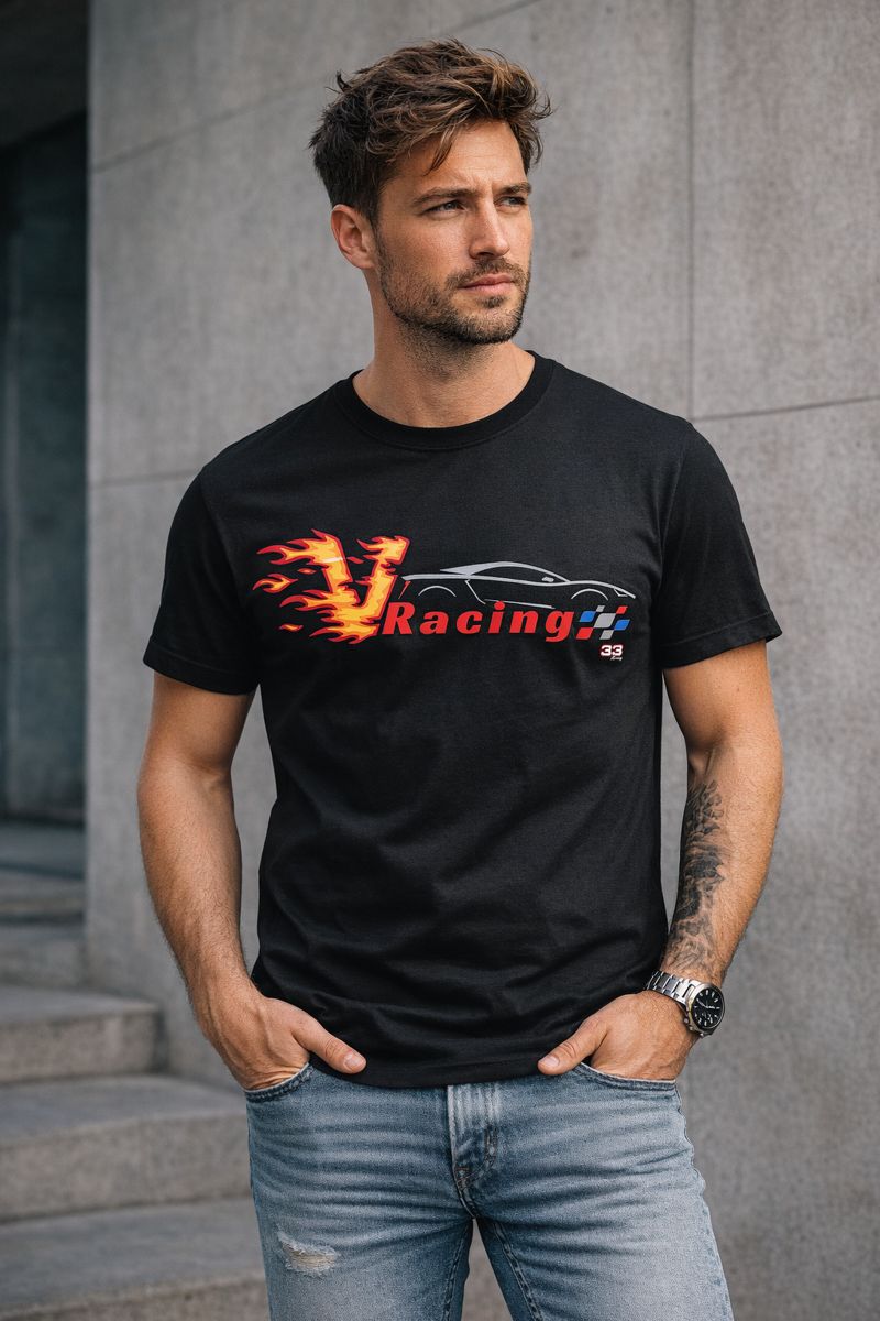 V RACING FLAME - Quality Unissex