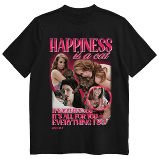 Camiseta Lana Del Rey - Hapinness Is A Cat - Preto