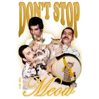 Nome do produto Camiseta Freddie Mercury - Don't Stop Meow - Branco
