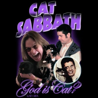 Nome do produto Camiseta Cat Sabbath - God is Cat? - Preto