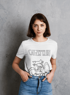 Nome do produto Baby Look Cat Zeppelin - Branco