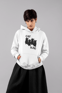 Nome do produto Moletom Canguru - Cat Flag - Branco