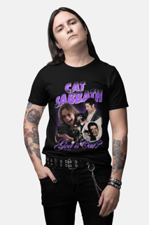 Nome do produto Camiseta Cat Sabbath - God is Cat? - Preto