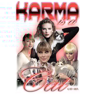 Nome do produto Camiseta Taylor Swift - Karma Is A Cat - Branco